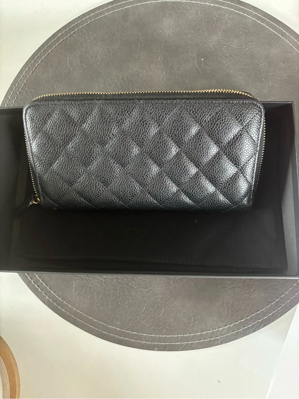 Chanel Caviar leather zip around wallet